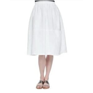 Eileen Fisher White Midi Flowy Pocket Organic Linen Full Lined Skirt sz. XL